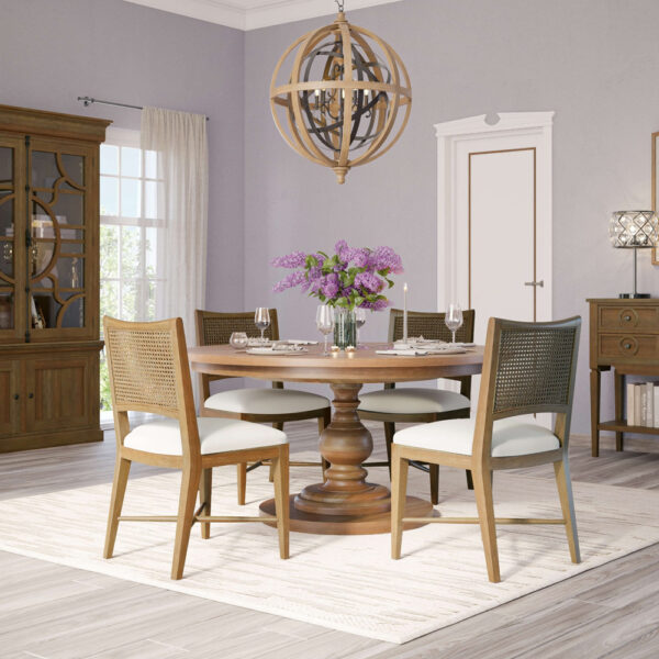 Bramble Dulwich Dining Chair in Straw Wash Arctic White Performance Fabric | Herman's Furniture and Design