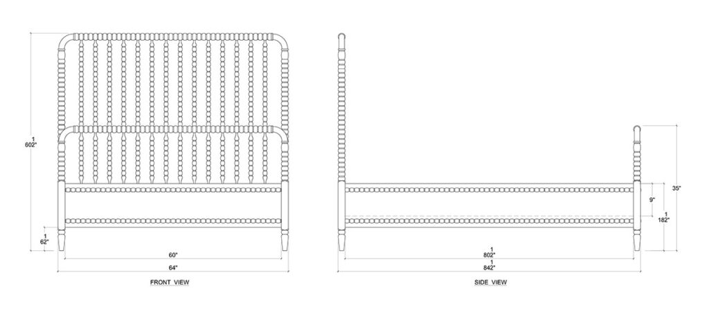 Bramble Cholet Bed Queen in Straw Wash Line Drawing | Herman's Furniture and Design Ohio