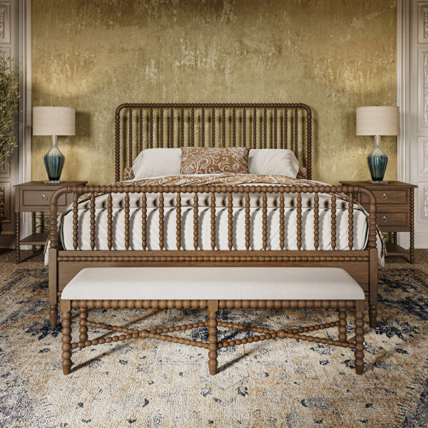 Bramble Cholet Bedside Table in Straw Wash | Bramble Cholet Bed Queen in Straw Wash | Herman's Furniture and Design Ohio
