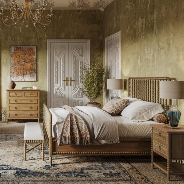 Bramble Cholet 3 Drawer Dresser in Straw Wash | Bramble Cholet Bed Queen in Straw Wash | Herman's Furniture and Design Ohio