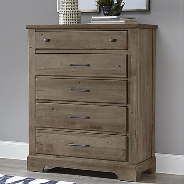 Vaughan Bassett Furniture Cool Rustic 5-Drawer Chest Stone Grey | Herman's Furniture and Design Ohio