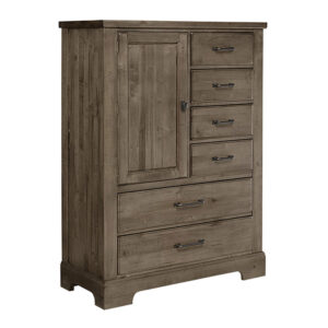 Vaughan Bassett Furniture Cool Rustic Standing Chest 6 Drawers 1 Door Stone Grey | Herman's Furniture and Design