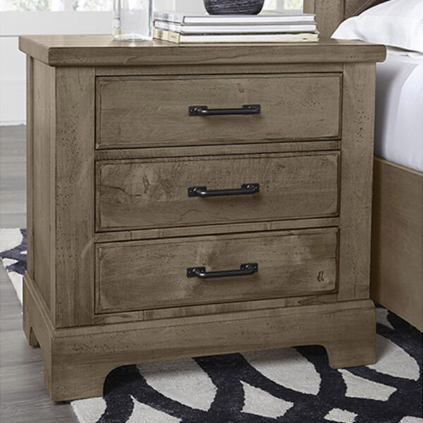 Vaughan Bassett Furniture Cool Rustic Nightstand 3 Drawers Stone Grey | Herman's Furniture and Design