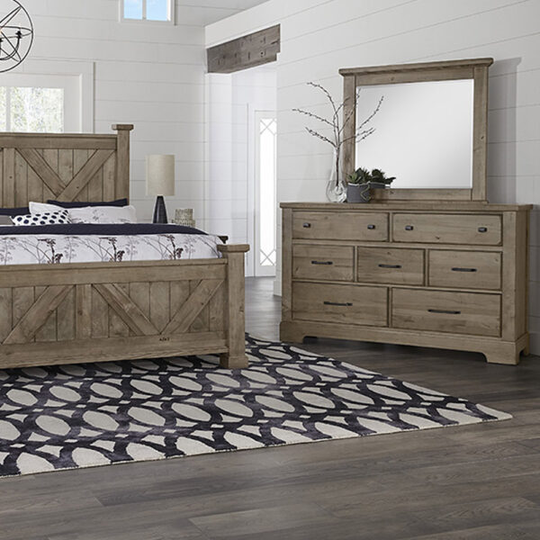 Vaughan Bassett Furniture Cool Rustic Landscape Mirror Beveled Glass Stone Grey | Herman's Furniture and Design