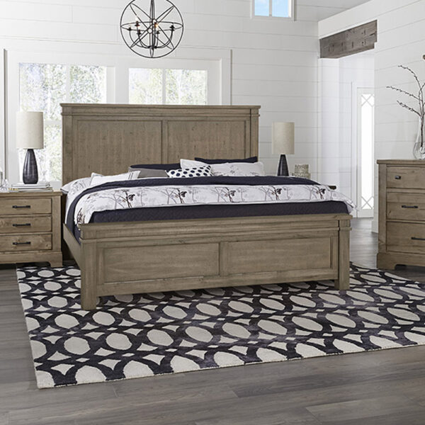 Vaughan Bassett Furniture Cool Rustic Mansion Bed Stone Grey | Herman's Furniture and Design