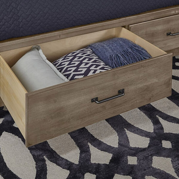 Vaughan Bassett Furniture Cool Rustic X Bed with Footboard Storage Stone Grey | Herman's Furniture and Design Ohio