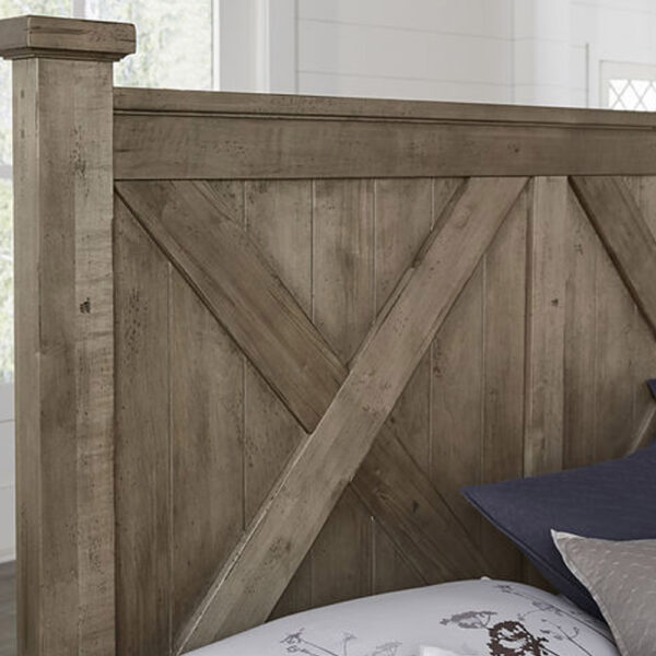 Vaughan Bassett Furniture Cool Rustic X Bed with Footboard Storage Stone Grey | Herman's Furniture and Design Ohio