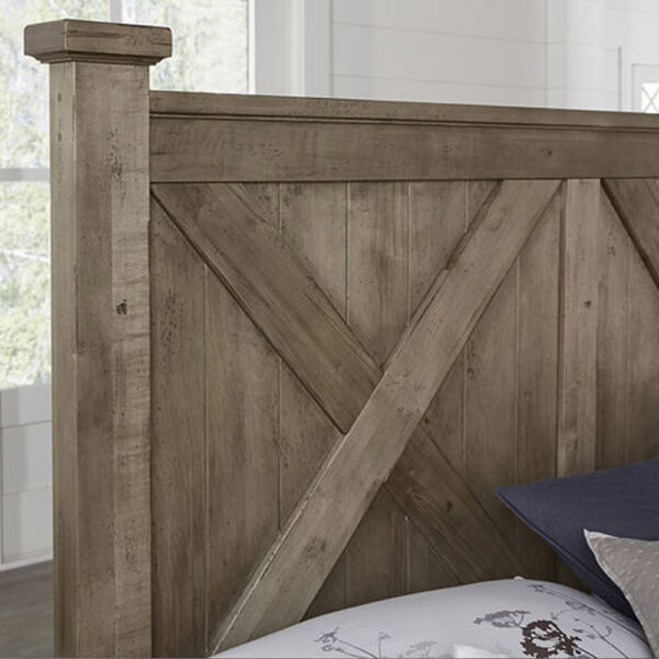 Vaughan Bassett Furniture Cool Rustic X Bed with X Footboard Stone Grey | Herman's Furniture and Design Ohio