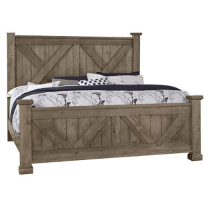 Vaughan Bassett Furniture Cool Rustic X Bed with X Footboard Stone Grey | Herman's Furniture and Design Ohio